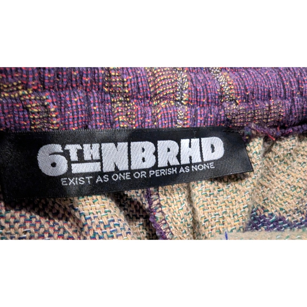 6THNBRHD Tapestry Floral Pants Small Purple Gold Woven Drawstring Streetwear - Picture 6 of 7